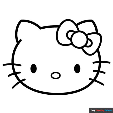 Hello Kitty Face Coloring Page | Easy Drawing Guides