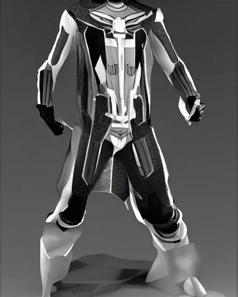 black and white cyberpunk spiderman suit sleek greeble | Stable ...