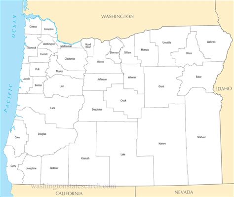 ♥ A large detailed Oregon State County Map