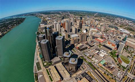 Aerial View Of Detroit Skyline, Wayne Photograph by Panoramic Images ...