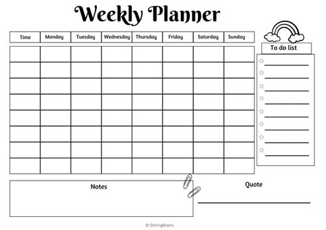 Weekly Planner Kids Printable Schedule Kids Checklist Kids Daily Tasks ...