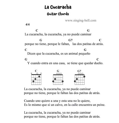 La Cucaracha Karaoke mp3 download, Free Sheet Music PDF