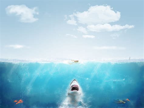 Theme from Jaws, shark, ocean, cartoon, woman, other, HD wallpaper | Peakpx