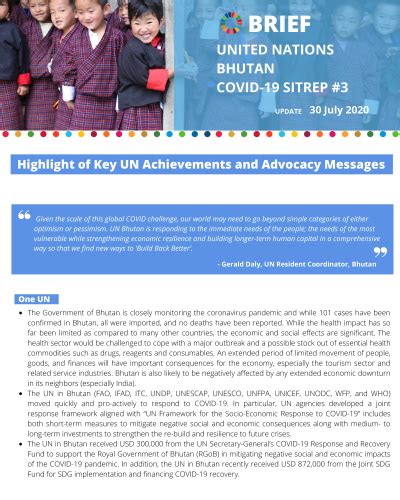 UN Bhutan COVID-19 Sitrep #3 – July | United Nations in Bhutan