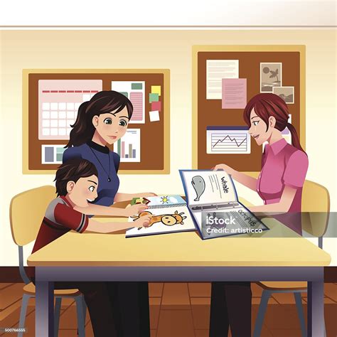 Parents Teacher Meeting Stock Illustration - Download Image Now - Parent, Teacher, Discussion ...