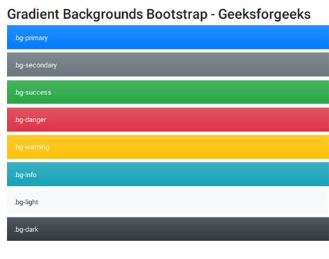 Colors and gradients in bootstrap with examples - GeeksforGeeks