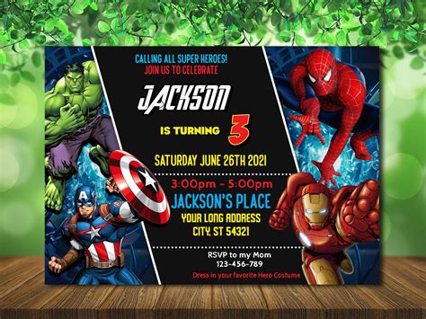 Avengers Birthday Party Invitation Avengers Digital Invitation Avengers ...