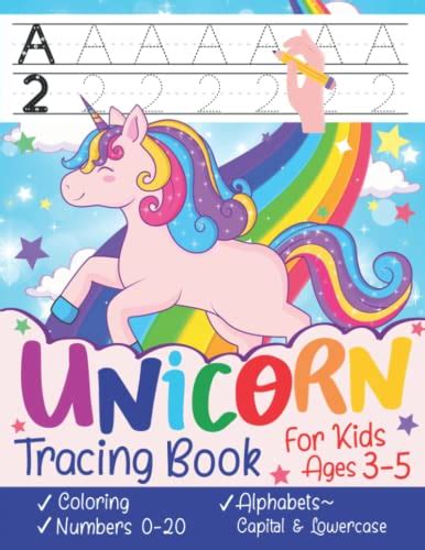 Unicorn Tracing Book: Letter And Number Tracing Book For Kids Ages 3-5 | Unicorn Handwriting ...