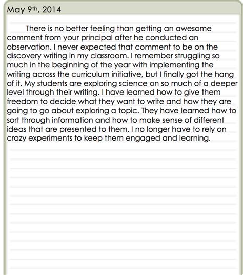 Teacher journal entries - Writing Across the Curriculum