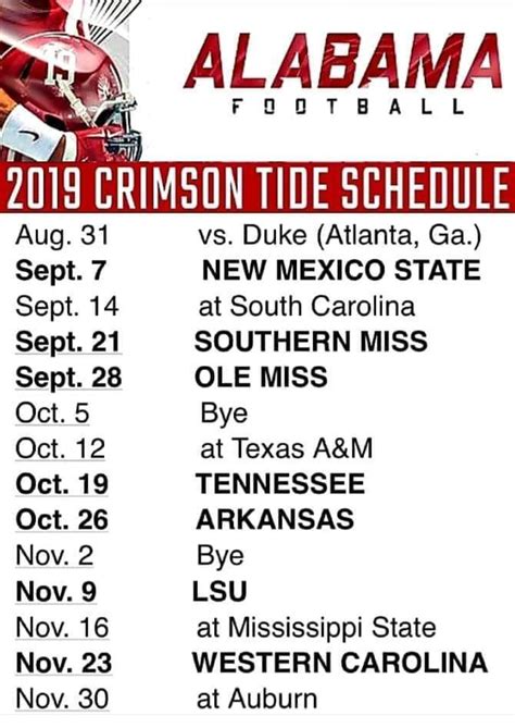 Pin by Robin Clouse on FOOTBALL!!!!!! | Alabama football schedule ...