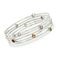 Ross-Simons 8.70 ct. t.w. Princess-Cut Rainbow Simulated Sapphire Tennis Bracelet in Sterling ...