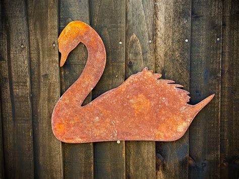 Medium Exterior Rustic Rusty Swan Bird Garden Wall Hanger House Gate S ...