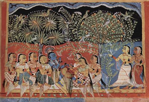 Gita Govinda Manuscript, Krishna and Gopis in the Forest - Circa 1550 ...