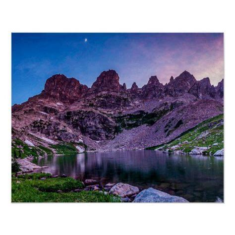 Purple Mountain Lake // Sunset Moon Poster | Zazzle | Winter landscape photography, Lake sunset ...