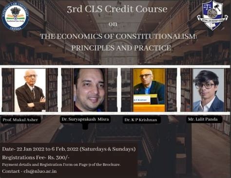 3rd CLS-NLUO Credit Course – “The Economics of Constitutionalism: Principles and Practice ...