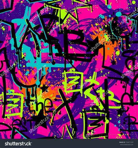 Padrão de graffiti abstrato sem costura: vetor stock (livre de direitos) 724071529 | Shutterstock