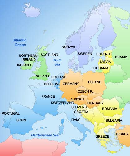 Map of Europe Cities Pictures: Map of Europe Countries Pictures