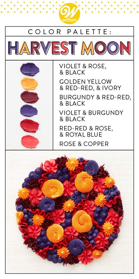 the color palette for harvest moon is shown in red, yellow, and purple colors