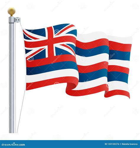 Waving Hawaii Flag Isolated on a White Background. Vector Illustration Stock Vector ...