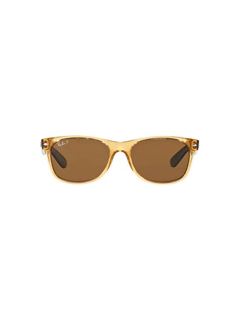 Ray-Ban RB2132 New Wayfarer Polarised Sunglasses, Black/Honey at John ...