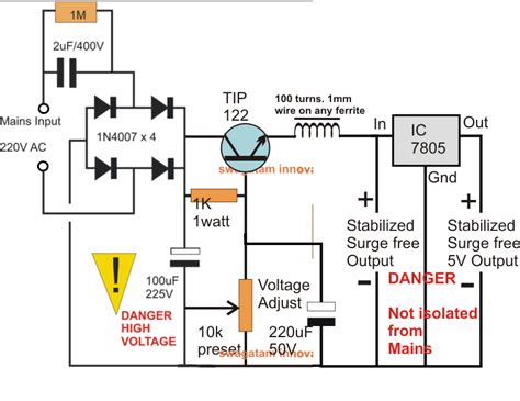 Voltage Stabilized Transformerless Power Supply Circuit | Homemade Circuit Projects | Esquemas ...