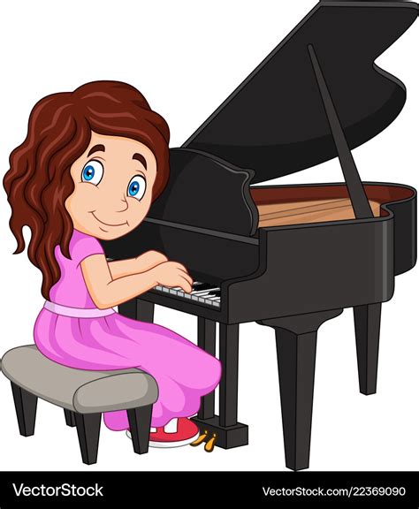 Cartoon little girl playing piano Royalty Free Vector Image