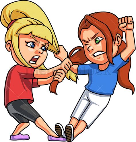 Little Girls Fighting Cartoon Clipart Vector - FriendlyStock