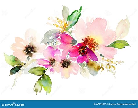 Flowers Watercolor Illustration. Stock Illustration - Illustration of ...