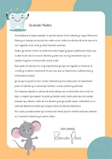 Carta Ratoncito Pérez Personalizada para Imprimir