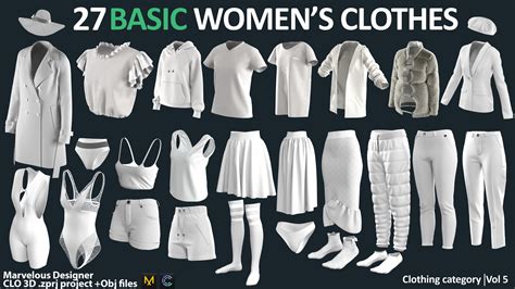 ArtStation - 27 BASIC WOMEN'S CLOTHES PACK / Marvelous Designer / CLO3D ...