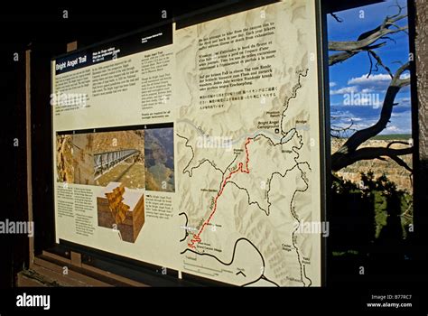 Bright Angel Trail Map Grand Canyon National Park Arizona Stock Photo ...