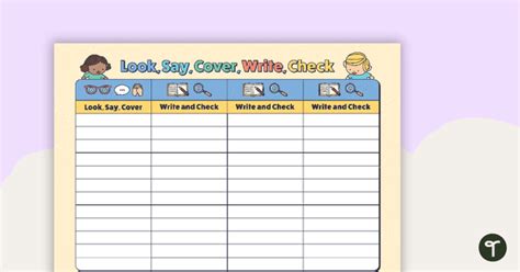 Look, Say, Cover, Write, Check Template (12 Words) | Teach Starter