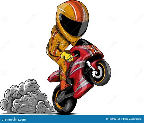 Vector Illustration Wheelies Biker Motorcycle Rider Racing Stock Vector - Illustration of ...