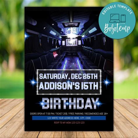 Editable Party Bus Birthday Invitation Instant Download | Sportspartydesign