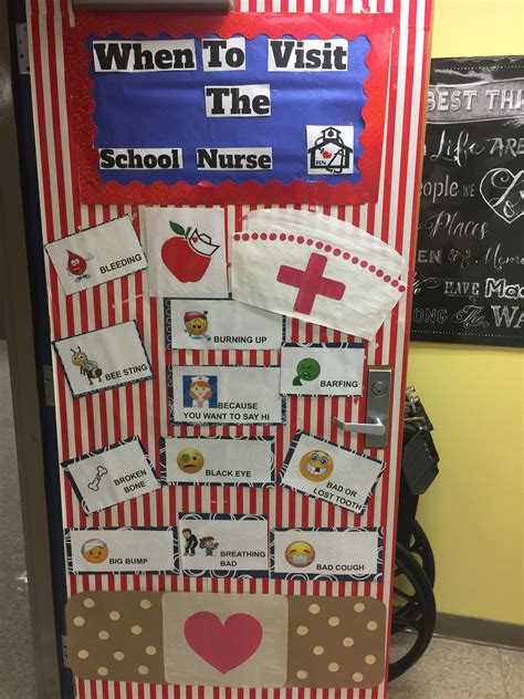 Back to school nurse door- when to visit the school nurse | School nurse office decorations ...