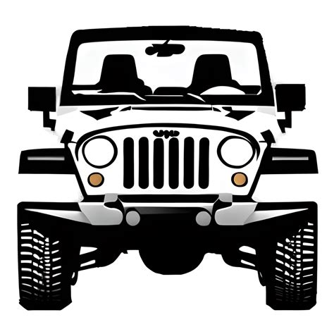 Neotraditional Jeep Wrangler Stencil Black and White Vector Smooth · Creative Fabrica