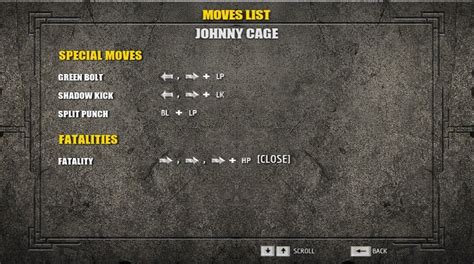 Mortal Kombat Characters Moves List