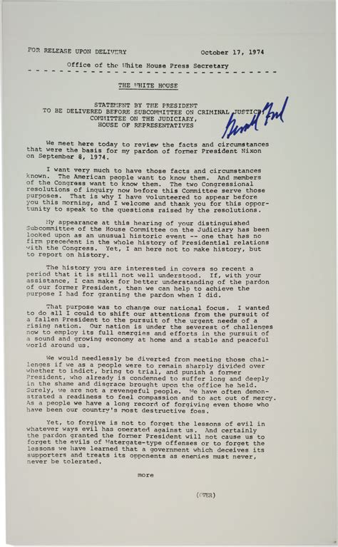 President Ford’s statement on pardoning Richard Nixon, 1974 | Gilder ...