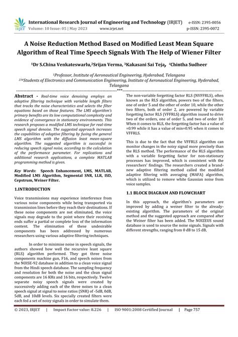 A Noise Reduction Method Based on Modified Least Mean Square Algorithm of Real Time Speech ...