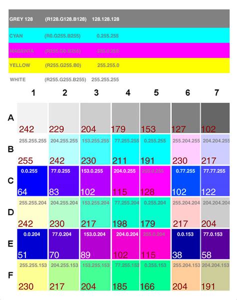 Printable Pantone Color Chart