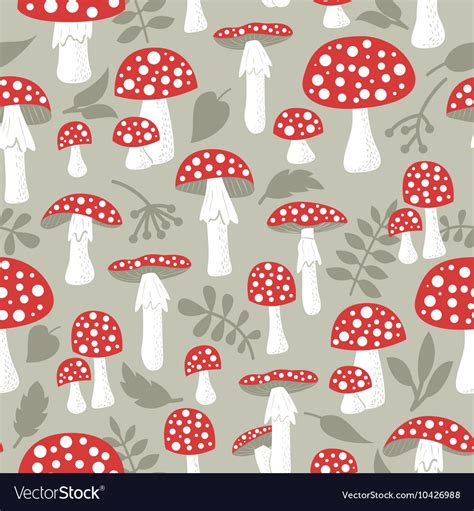 Poisonus mushrooms doodle style wallpaper Vector Image