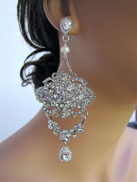 Bridal chandelier earrings, wedding statement earrings for brides ...