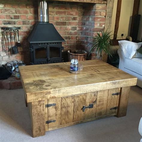 Rustic chunky farmhouse solid wood coffee table | Rustic coffee tables, Solid wood coffee table ...