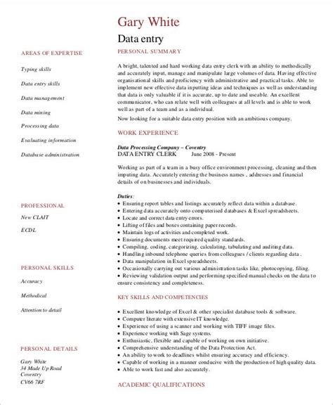 5+ Data Entry Resume Templates - PDF, DOC | Free & Premium Templates