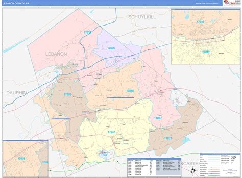 Lebanon County, PA Wall Map Color Cast Style by MarketMAPS - MapSales