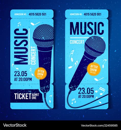 Music concert ticket template with microphone Vector Image