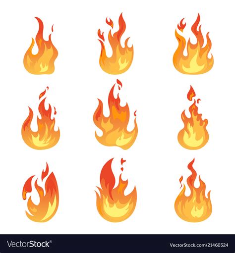 Flaming fire or isolated flame icons light Vector Image