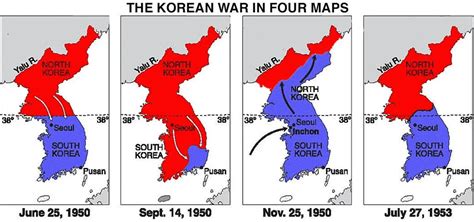 North Korea And South Korea Map 1950