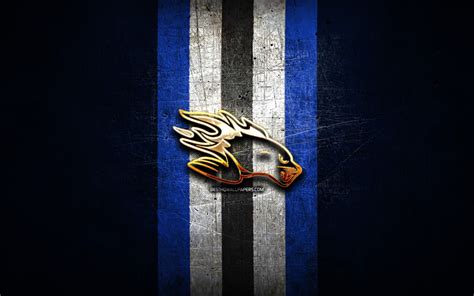 Download wallpapers Saint John Sea Dogs, golden logo, QMJHL, blue metal ...