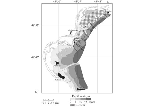 Layout of depths to phreatic water table in the Kalachevsko-Golubinskii ...